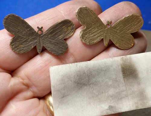 Susan LeGuyader's Butterfly Earrings - , Contemporary Wire Jewelry, Dapping, Dapping Jewelry, How To Punch Holes, Hole Punching, Punch A Hole, Texturing, Butane Torch, Soldering, Solder, Use a small dapping punch and add additional texture to the butterfly wings